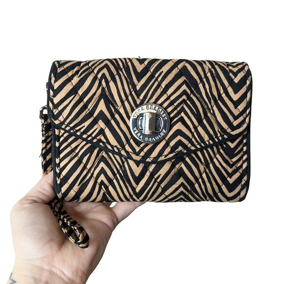 Vera Bradley Wristlet Clutch Wallet Your Turn Smartphone Brown Black  6.25" x 5" - Picture 2 of 8